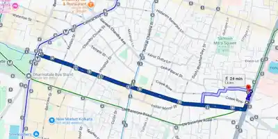 Route map from Esplanade to Medicare Books House