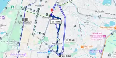 Route map from Park Circus to Medicare Books House