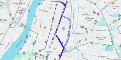 Route map from Shyambazar 7 Point to Medicare Books House